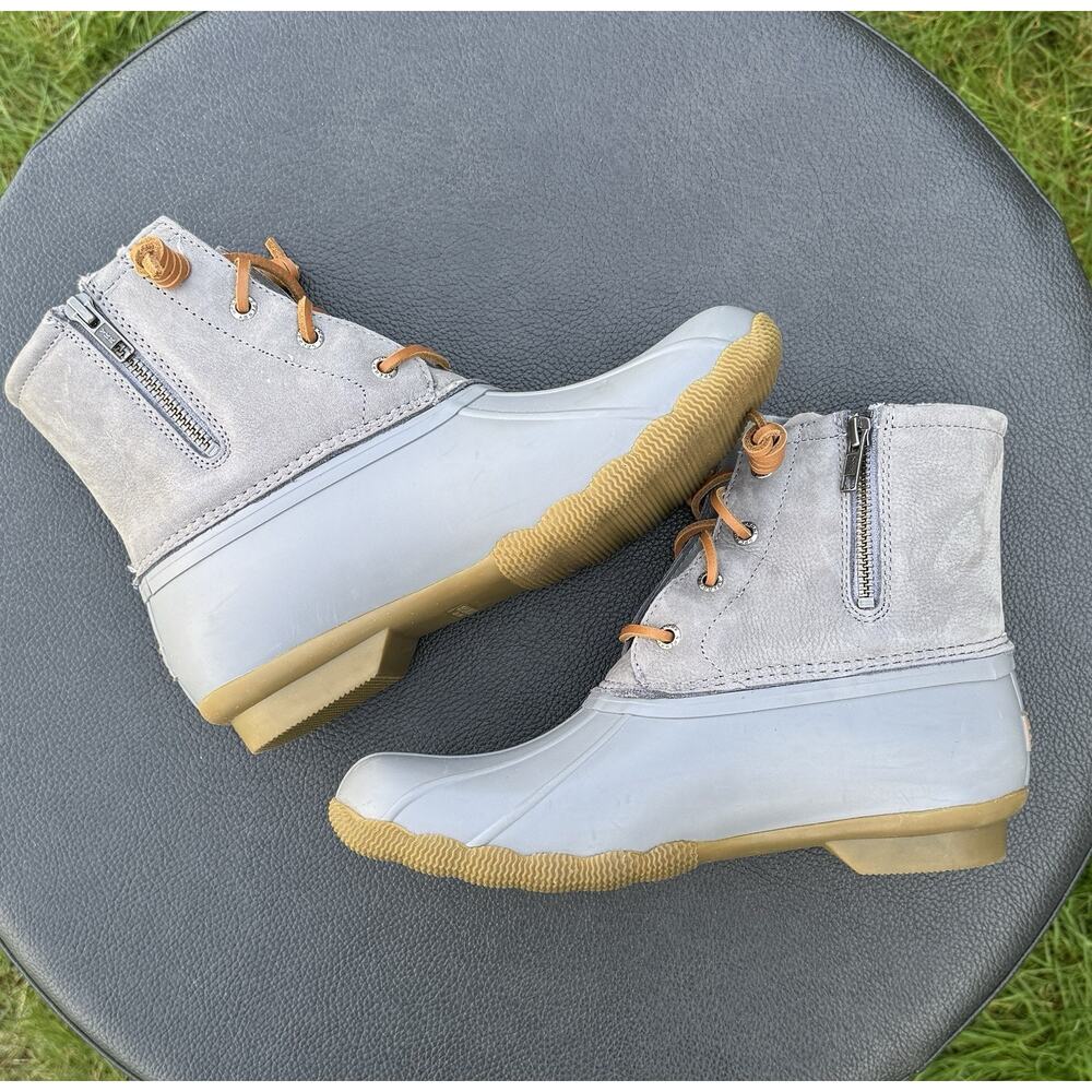 SPERRY Women's Gray Duck Boots Water Resistant Zip Ankle Size 8.5 - Picture 5 of 6